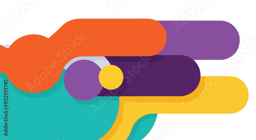 Colorful, abstract geometric shapes in vibrant colors against white