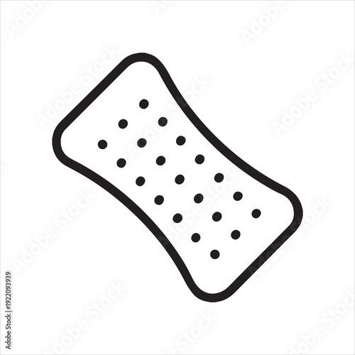 Thin line adhesive gauze pad icon silhouette isolated on white background