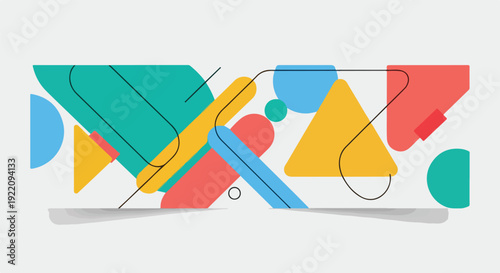 Colorful abstract shapes arranged in a horizontal composition