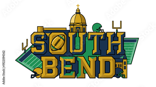 South Bend Indiana football sports theme vector illustration