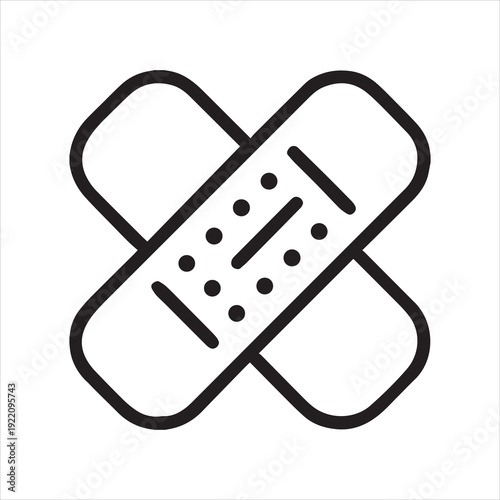 Thin line adhesive bandage strip icon silhouette isolated on white background