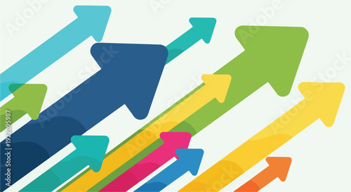 Colorful arrows pointing upwards on a light background, symbolizing growth