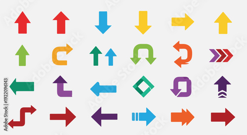 Colorful assortment of arrows in various shapes and directions