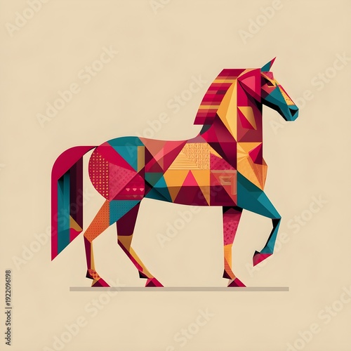 Colorful Geometric Horse Art