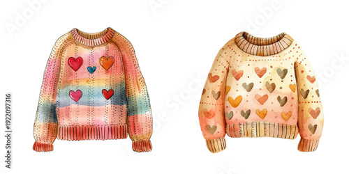 cute sweater watercolor vector illustration