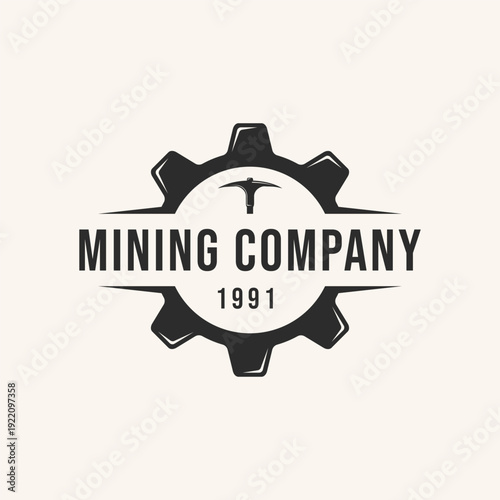industrial mining gear logo design vector.