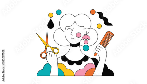 Stunning hairdresser styling hair with scissors and comb