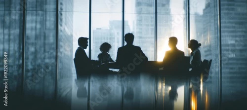 Executive secret meeting at office building. Generative video AI technology.