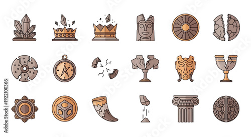 Assorted Ancient Greek Mythology Symbols and Icons.