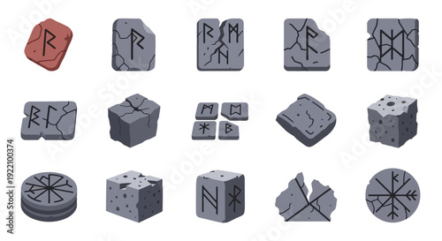Collection of Ancient Runestones for Divination Purposes.