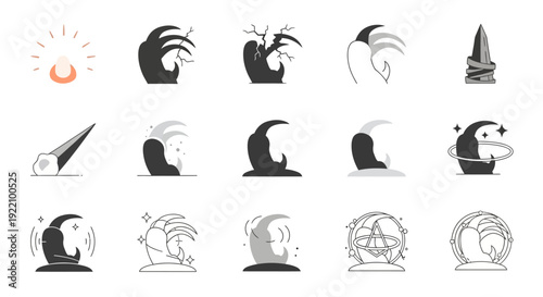 Collection of Various Black Silhouette Logos.