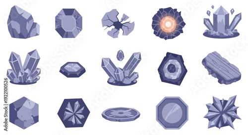 Collection of Various Crystal Shapes and Forms.