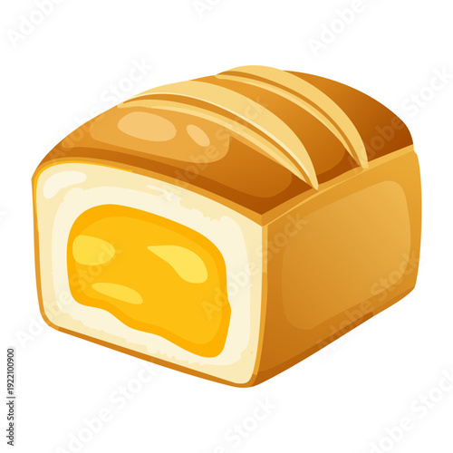 Golden brioche bread loaf with soft texture for gourmet breakfast and sweet butter bread pastry menu - Vector Illustration