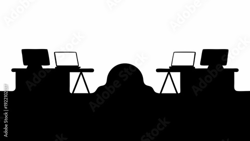 silhouette of a woman in a cafe