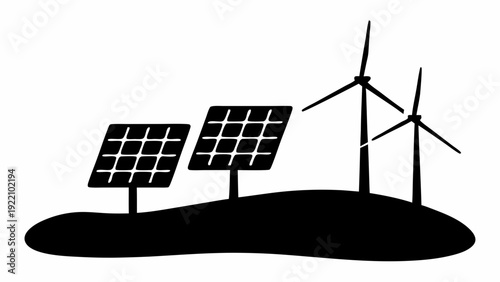 wind turbine and solar panels