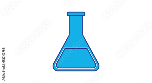 Simple Blue Erlenmeyer Flask Icon on White Background for Science Education