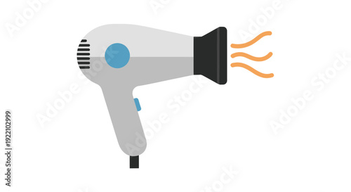 Hair Dryer Appliance Icon with Airflow Illustration on White Background