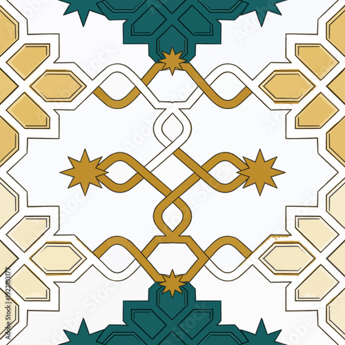 Geometric pattern design with repeating shapes and symmetry