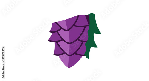 Purple Hop Cone Illustration with Leaves.
