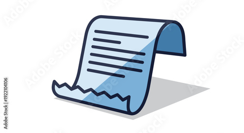 Blue Receipt Icon Representing Financial Transactions and Billing.
