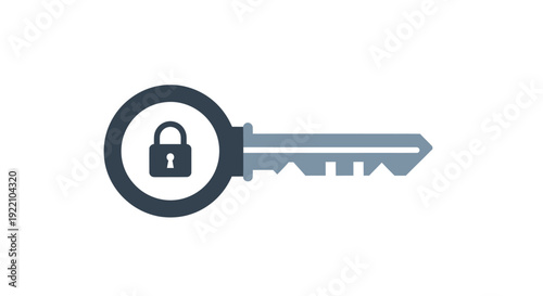 Key with Lock Icon Symbolizing Security Access