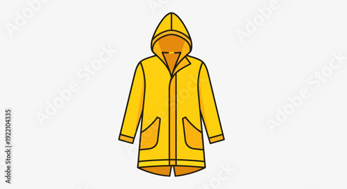 Yellow hooded raincoat with pockets