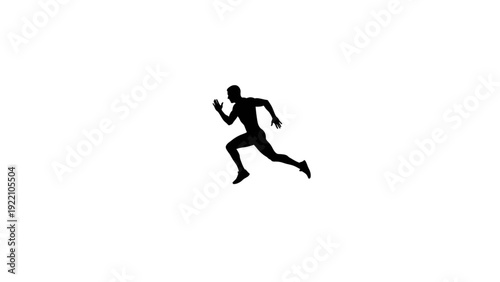 Silhouette of a man running fast for fitness or marathon