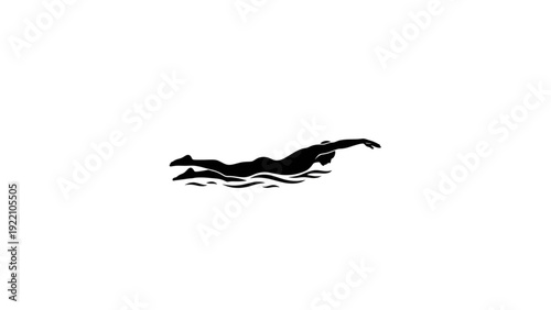 Silhouette of a male swimmer swimming in the water