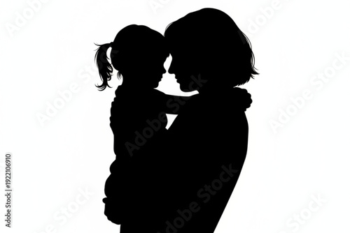 Modern Mother and daughter hugging