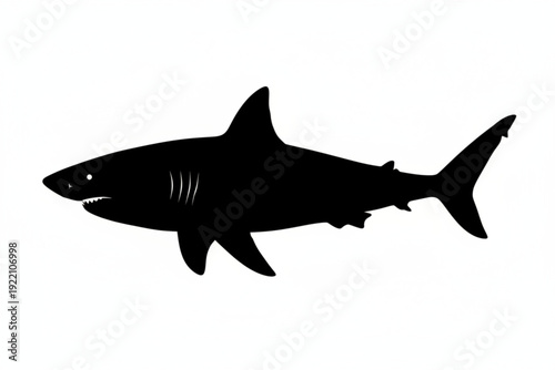 Ocean Apex Predator Silhouette: A stark black silhouette of a powerful shark, embodying the mystery and majesty of the deep ocean.