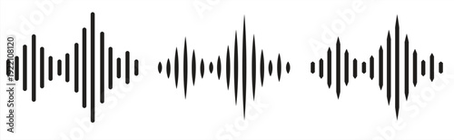 Sound/audio wave vector icon or sound wave outline. Suitable for websites, logos, apps, templates, and UI designs. EPS10 on a white background.
