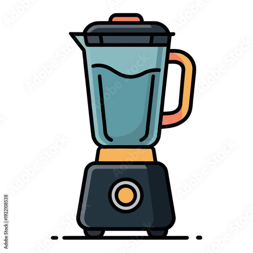 Kitchen blender appliance icon contains liquid mixture ready for smoothie.