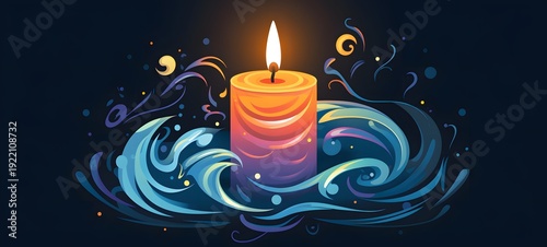 candle vector illustration t-shirt design,generative AI
