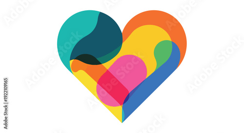 Colorful heart shape made from overlapping semi-transparent elements