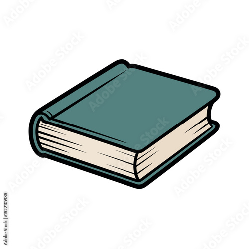 Thick hardcover book rests closed on a surface showing its teal spine and edges.