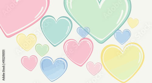 Colorful hearts illustration on white background for romance or love themes