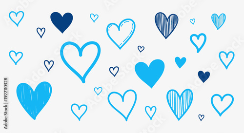 Blue heart shapes on white background love and affection design elements