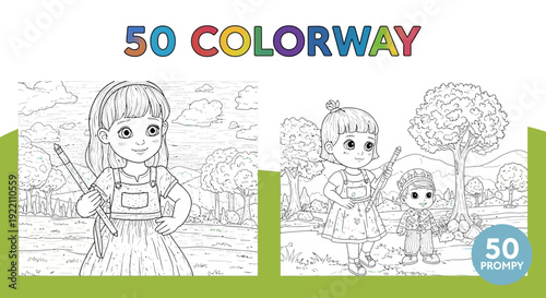 Childrens coloring pages illustrations for educational and creative activities