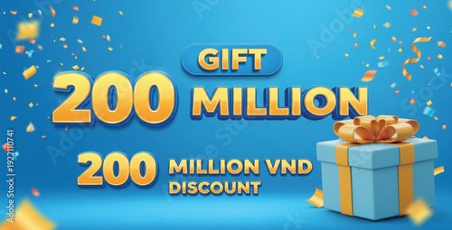 200 Million Gift Discount Banner, Special Offer Promotion with Vietnamese Dong currency.