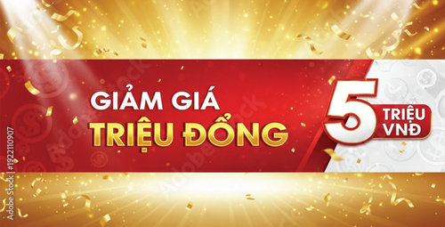 Vietnamese Sale Banner: 5 Million VND Discount Offer for Commercial Promotion