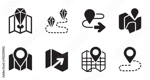 Map pointer icons, map markers, location pin vector set. route, direction, map, navigation, gps symbols