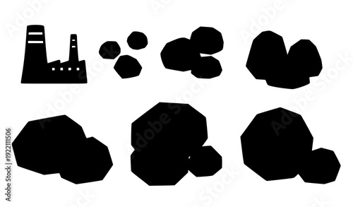 Energy coal charcoal stone cartoon vector icon collection isolated on transparent background