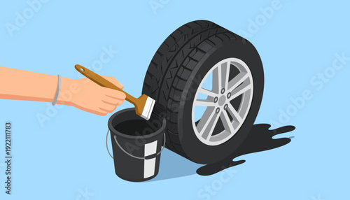 Painting Tire with a Brush