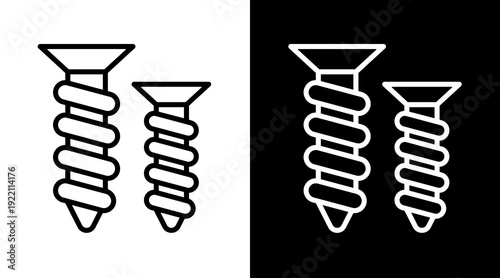Screw White Icon Set Vector 