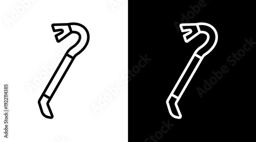 Crowbar White Icon Set Vector 