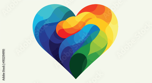 Colorful, layered heart illustration, overlapping gradients