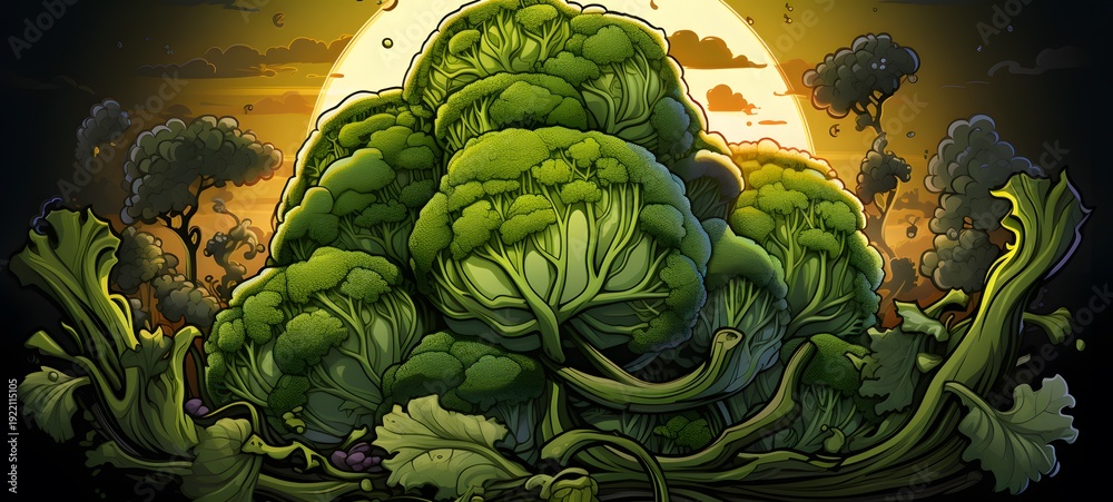 Obraz premium cabbage broccoli vector illustration t-shirt design ,generative AI