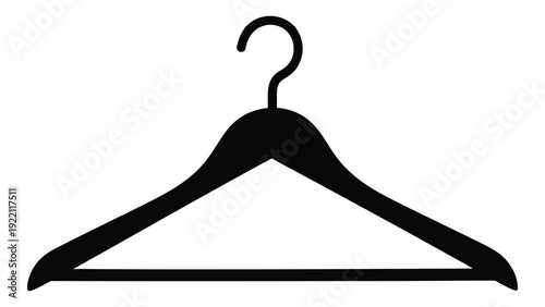 A black silhouette of a clothes hanger isolated on white background, Vector