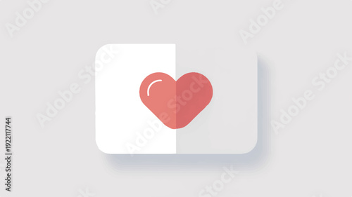 Minimalist greeting card icon featuring a pink heart on white background for love and affection concepts