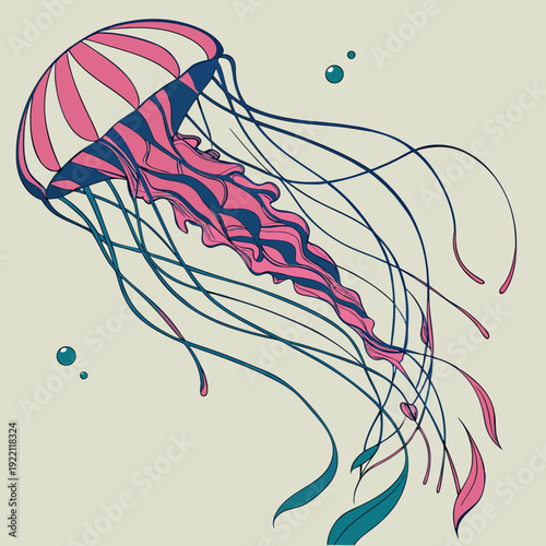 Vibrant Jellyfish Swimming in Ocean Waters.